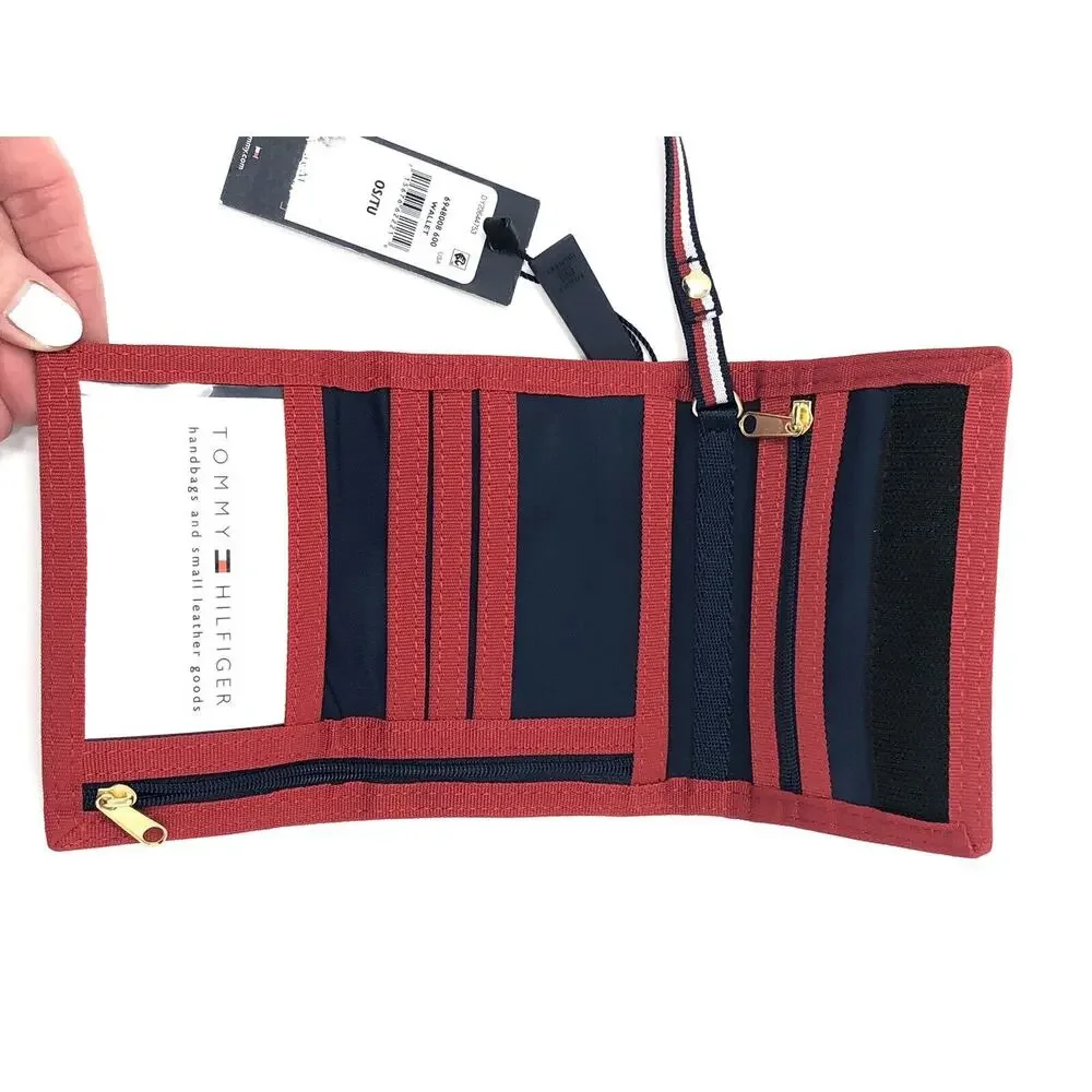 Tommy Hilfiger Nylon Trifold Wallet Big Flag NWT Wristlet Strap LEAH